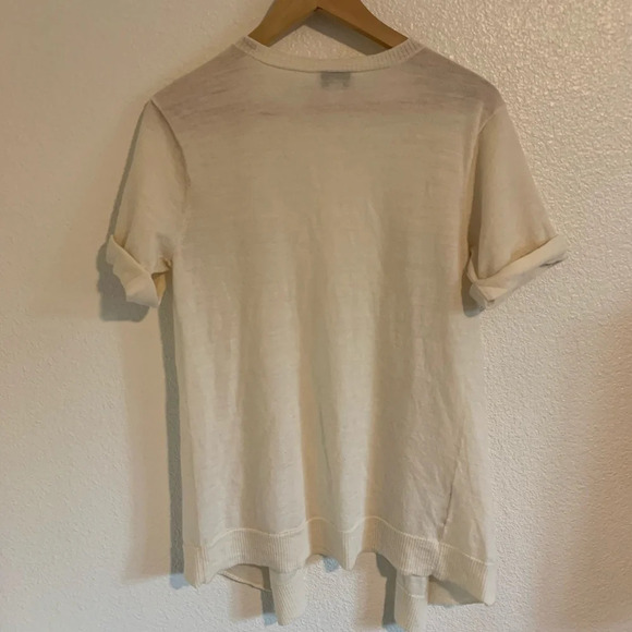 Ann Taylor Loft Open Front Short Sleeve Cardigan- Small Off White | Wool Blend - Picture 4 of 4